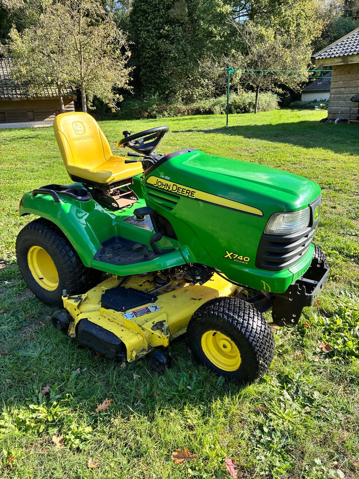 John Deere X740 Ultimate, 154cm maaidek, 24pk diesel 904 uur, Tuin en Terras, Ophalen, Cirkelmaaier, Gebruikt, Mulchfunctie