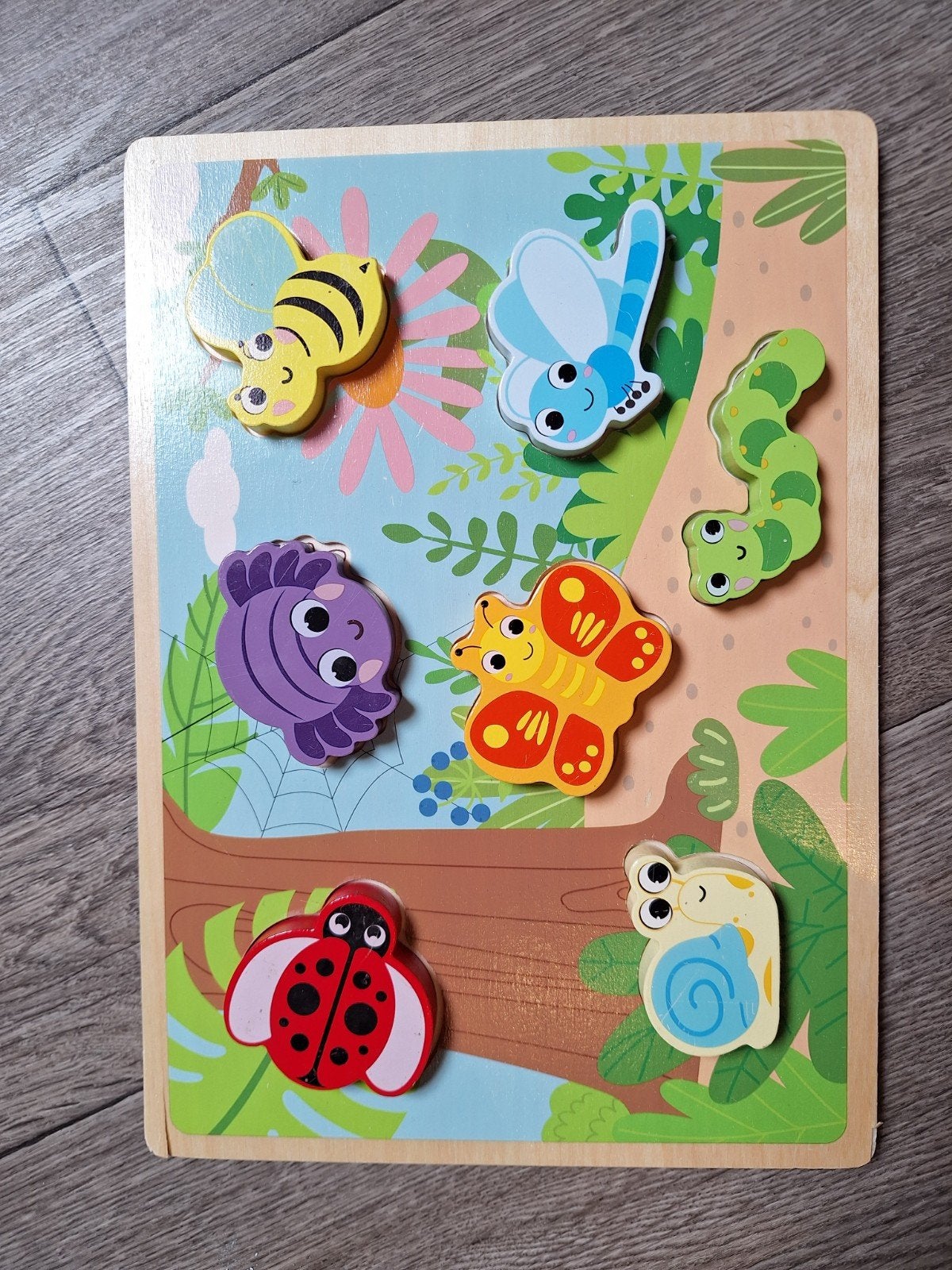 Houten legpuzzel met vrolijke dierfiguren voor kinderen, Ophalen, 2 tot 4 jaar, Gebruikt, Van hout