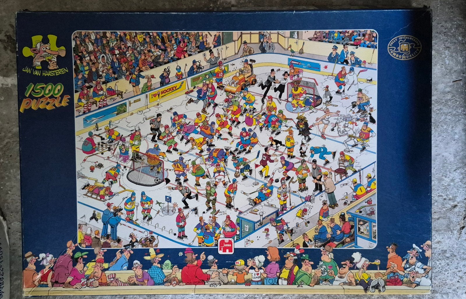 Jan van Haasteren IJshockey Puzzel 1500 stukjes, Hobby en Vrije tijd, Ophalen of Verzenden, Gebruikt