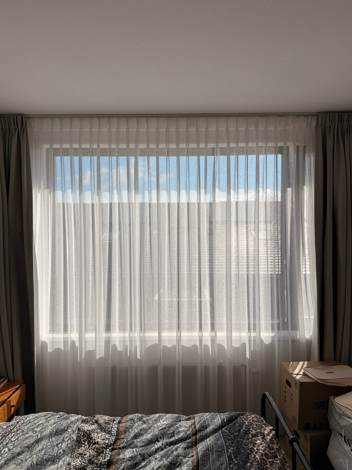 Vitrage linnen  wit diverse maten (wegens verhuizing, Ophalen, Gebruikt, Crème, 200 cm of meer