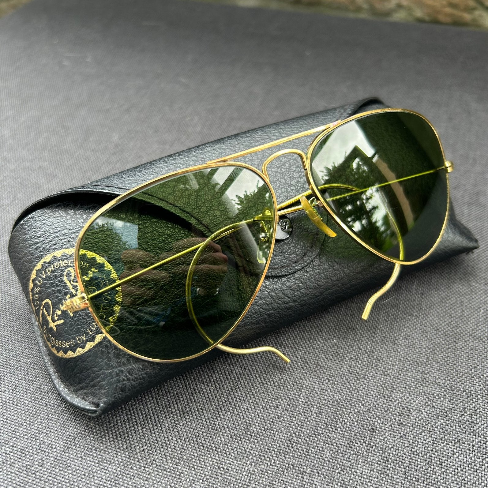 Vintage Bausch & Lomb Ray-Ban Aviator (U.S.A.) Cable Temples, Gebruikt, Zonnebril, Ophalen of Verzenden, Ray-Ban