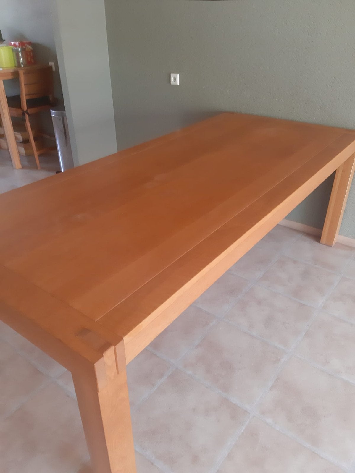 Blank Eiken Eetkamertafel 220x90 GRATIS!, Huis en Inrichting, Tafels | Eettafels, Ophalen, 50 tot 100 cm, Zo goed als nieuw, 150 tot 200 cm