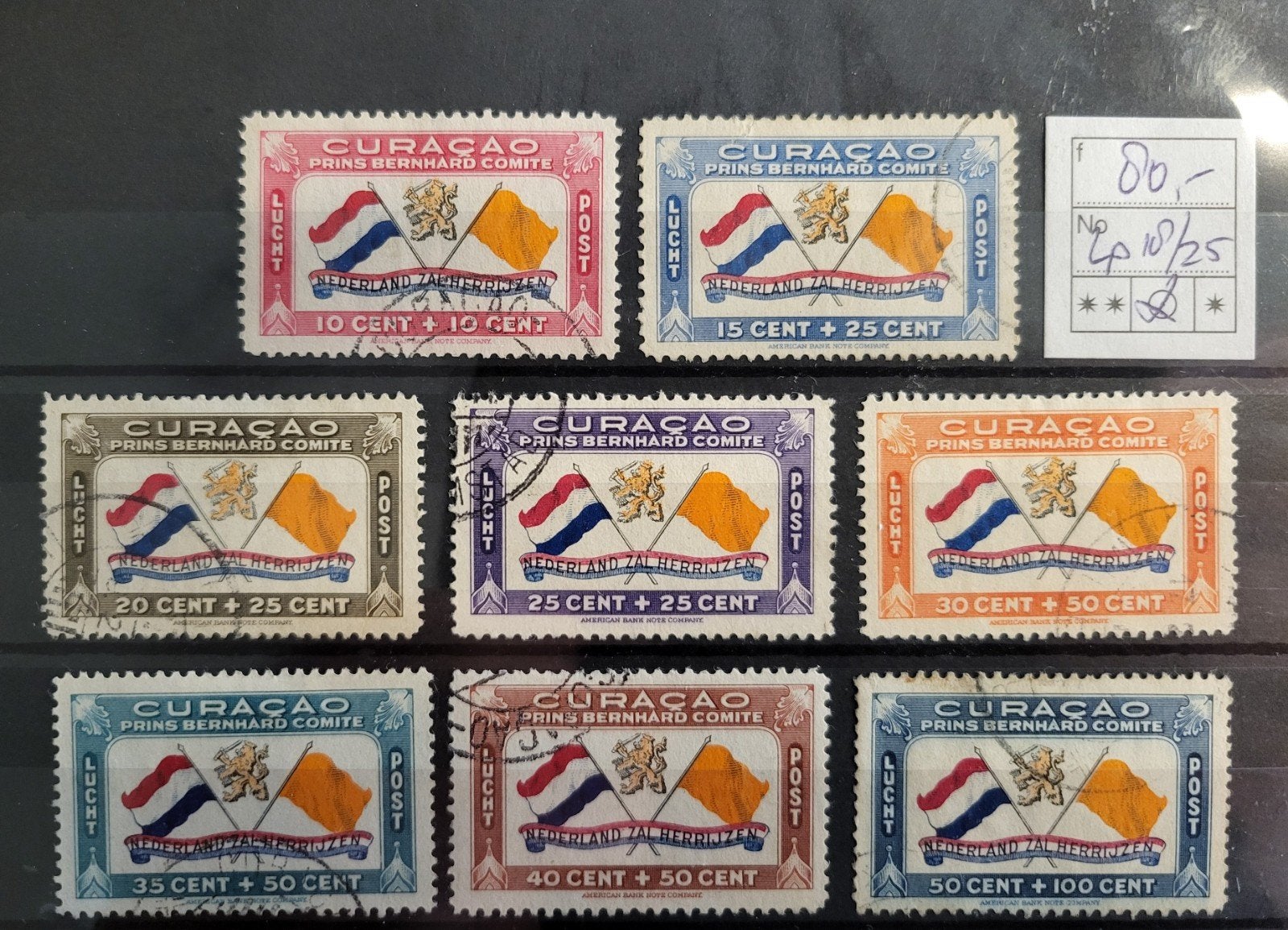 Curacao luchtpost 18/25, Ophalen of Verzenden, Gestempeld