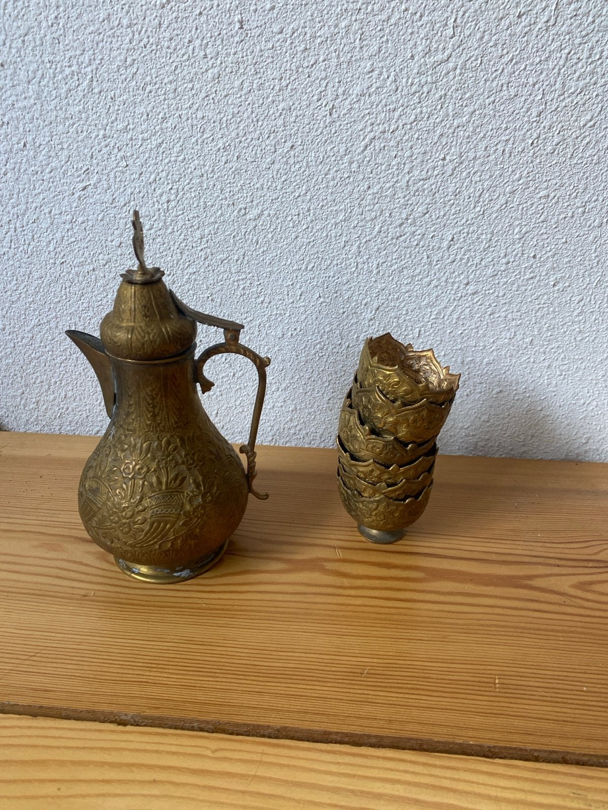 Vintage Koperen kan met Kopjes - Oosters Design, Antiek en Kunst, Ophalen of Verzenden, Koper