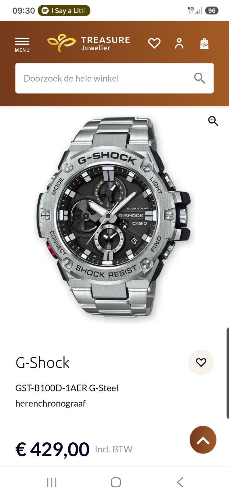 Casio G-shock all metal, Sieraden, Tassen en Uiterlijk, Horloges | Heren, Ophalen, Zo goed als nieuw, Kunststof, Casio