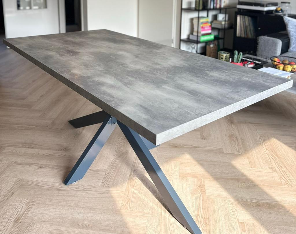 Grijze eettafel - 180x90cm, Ophalen, Gebruikt, 50 tot 100 cm, Vier personen
