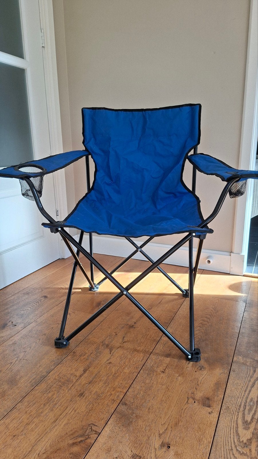 Opvouwbare campingstoel - Blauw, Caravans en Kamperen, Ophalen of Verzenden, Gebruikt, Campingstoel