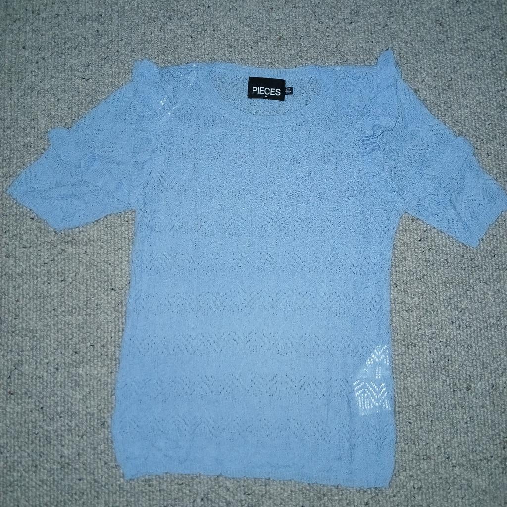 Pieces top korte mouwen nieuw maat M, Maat 38/40 (M), Blauw, Ophalen of Verzenden, Zo goed als nieuw