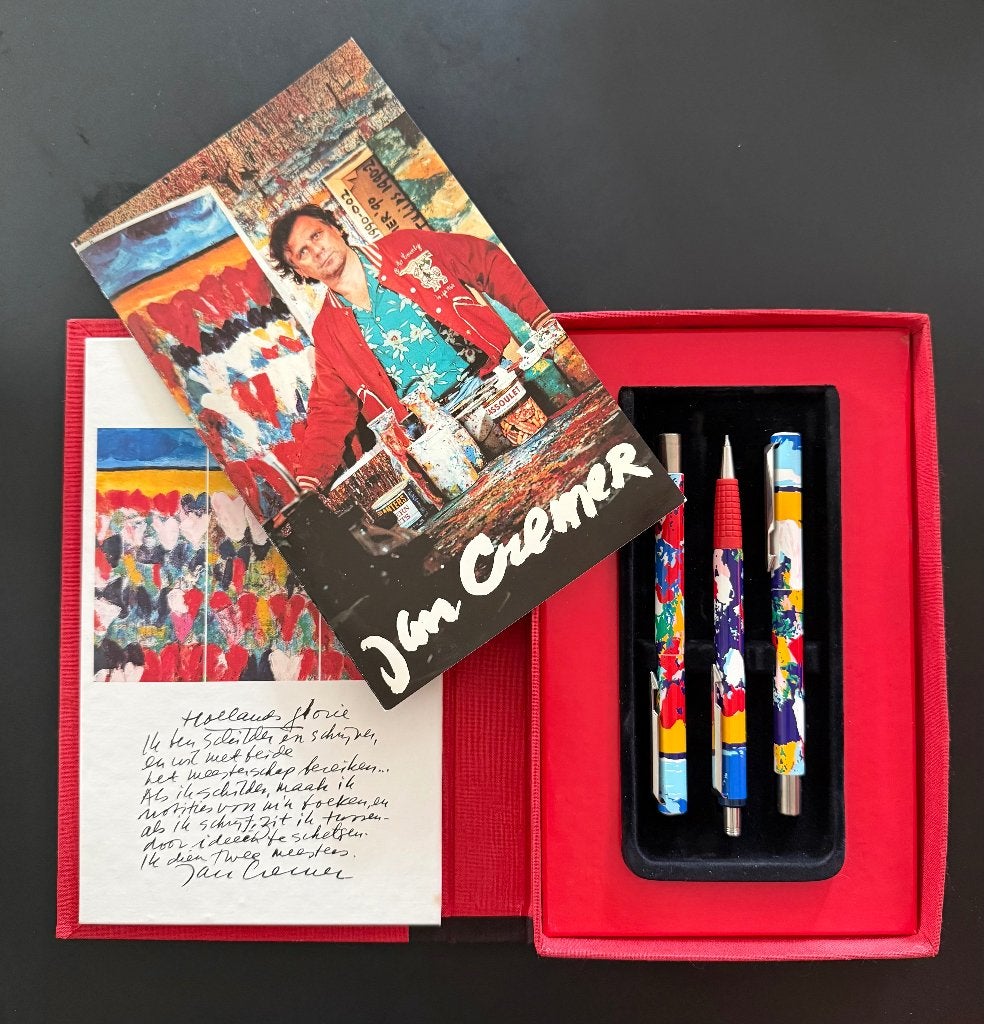 Jan Cremer Pennenset met boekje 1991, Jan Cremer, Ophalen of Verzenden, Zo goed als nieuw, Schilder- en Tekenkunst