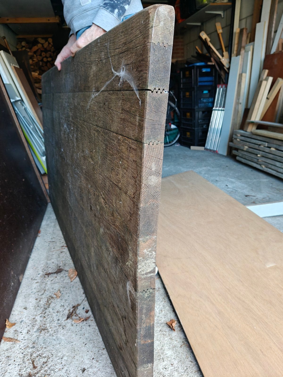 Massief Eiken Gelijmde Delen 5cm Dikte, Doe-het-zelf en Verbouw, Hout en Planken, Gebruikt, Eiken, Ophalen of Verzenden, Plank