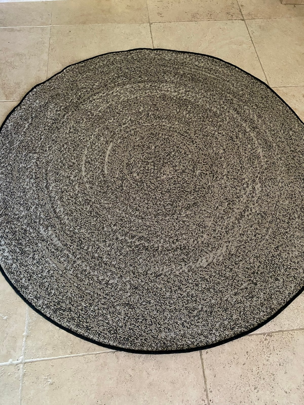 Rond zwart/beige kleed - 160x160cm, Huis en Inrichting, Stoffering | Tapijten en Kleden, Ophalen, Gebruikt, Zwart, 150 tot 200 cm