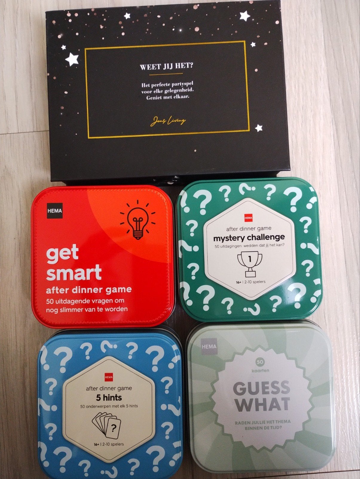 4 Hema Games 1 ander spel - 1 Nieuw, 4 Zo Goed Als Nieuw, Vijf spelers of meer, Ophalen of Verzenden, Zo goed als nieuw, Hema