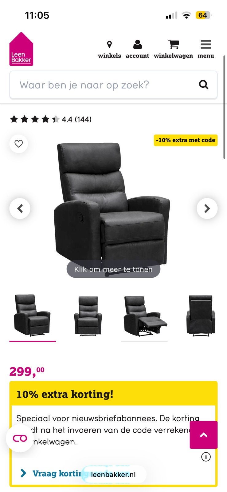 Relaxfauteuil Jackson Preston 100 zwart, Ophalen, Zo goed als nieuw, Leer look, 75 tot 100 cm