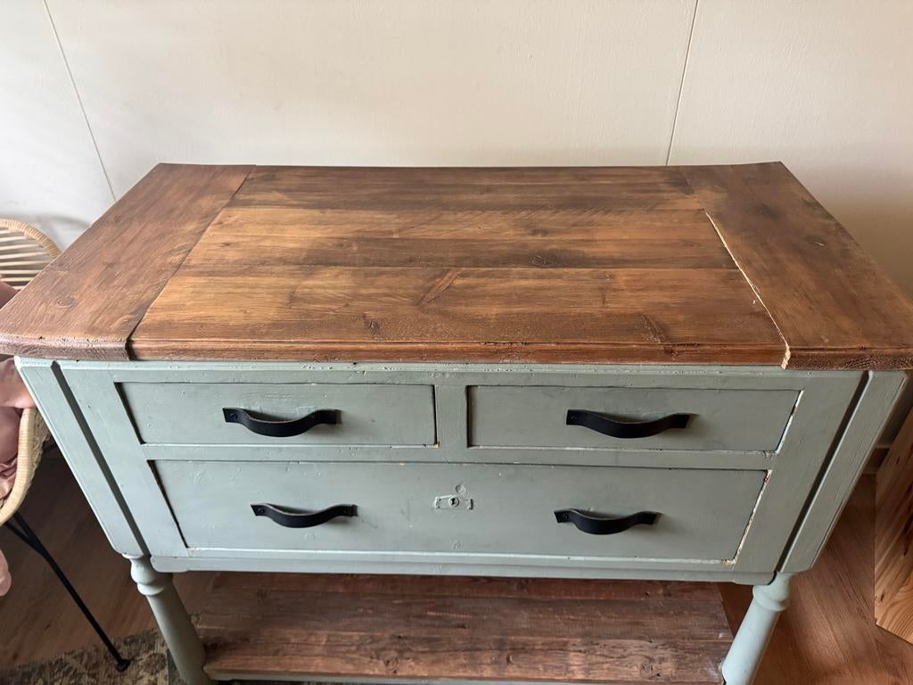 Vintage Commode/Kast- Landelijke Stijl, Ophalen, 50 tot 70 cm, Voetruimte, 100 cm of meer