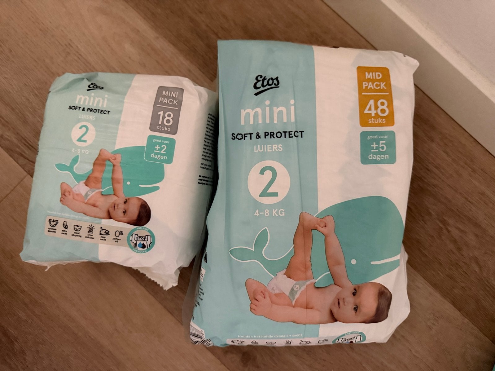 Etos Mini Soft & Protect Luiers Maat 2 (4-8 kg), 66 stuks, Ophalen of Verzenden, Nieuw
