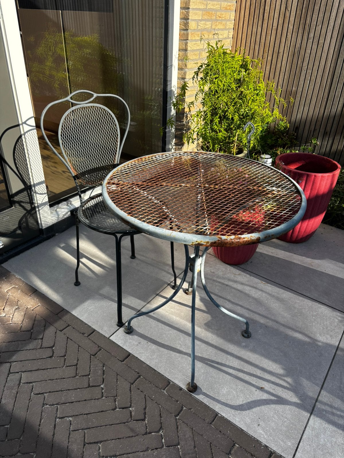 Tuintafel + stoel, Tuin en Terras, Tuinsets en Loungesets, Overige materialen, Gebruikt, Stoel, Tuinset