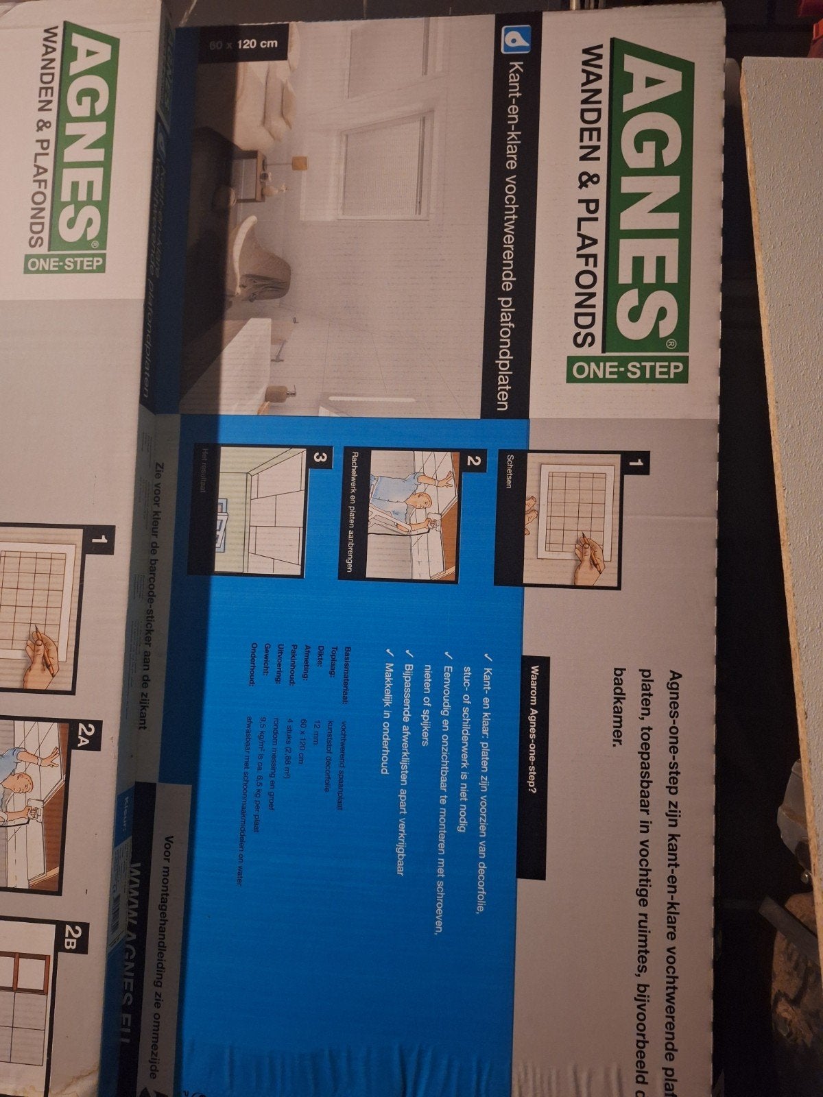 Agnes Vochtwerende Plafondplaten Wit 60x120cm (6 st), Doe-het-zelf en Verbouw, Ophalen, Nieuw, Minder dan 20 mm
