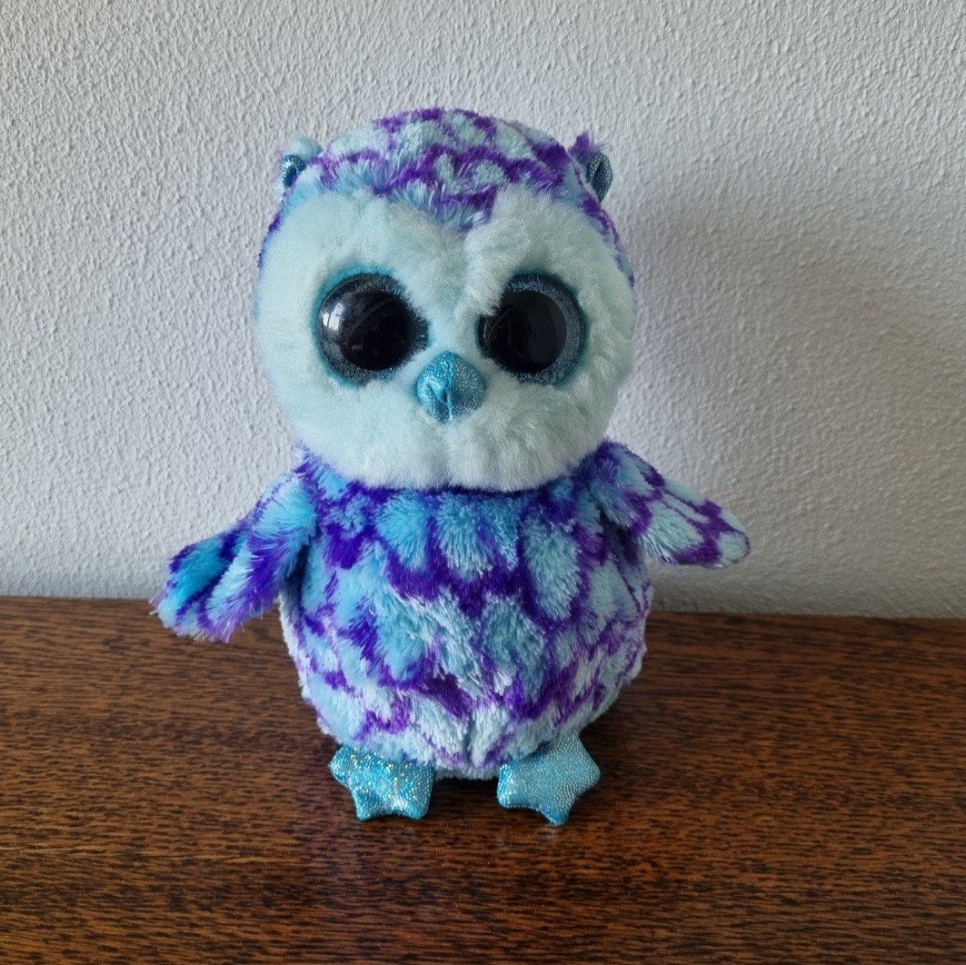 Ty beanie boo knuffel blauwe uil oscar blue owl, Ophalen of Verzenden, Zo goed als nieuw, Overige typen