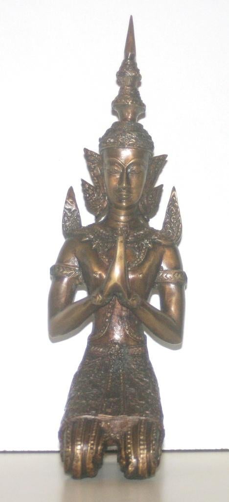 Oude bronzen tempelwachter Tempanon 32 cm, Antiek en Kunst, Kunst | Beelden en Houtsnijwerken, Ophalen of Verzenden