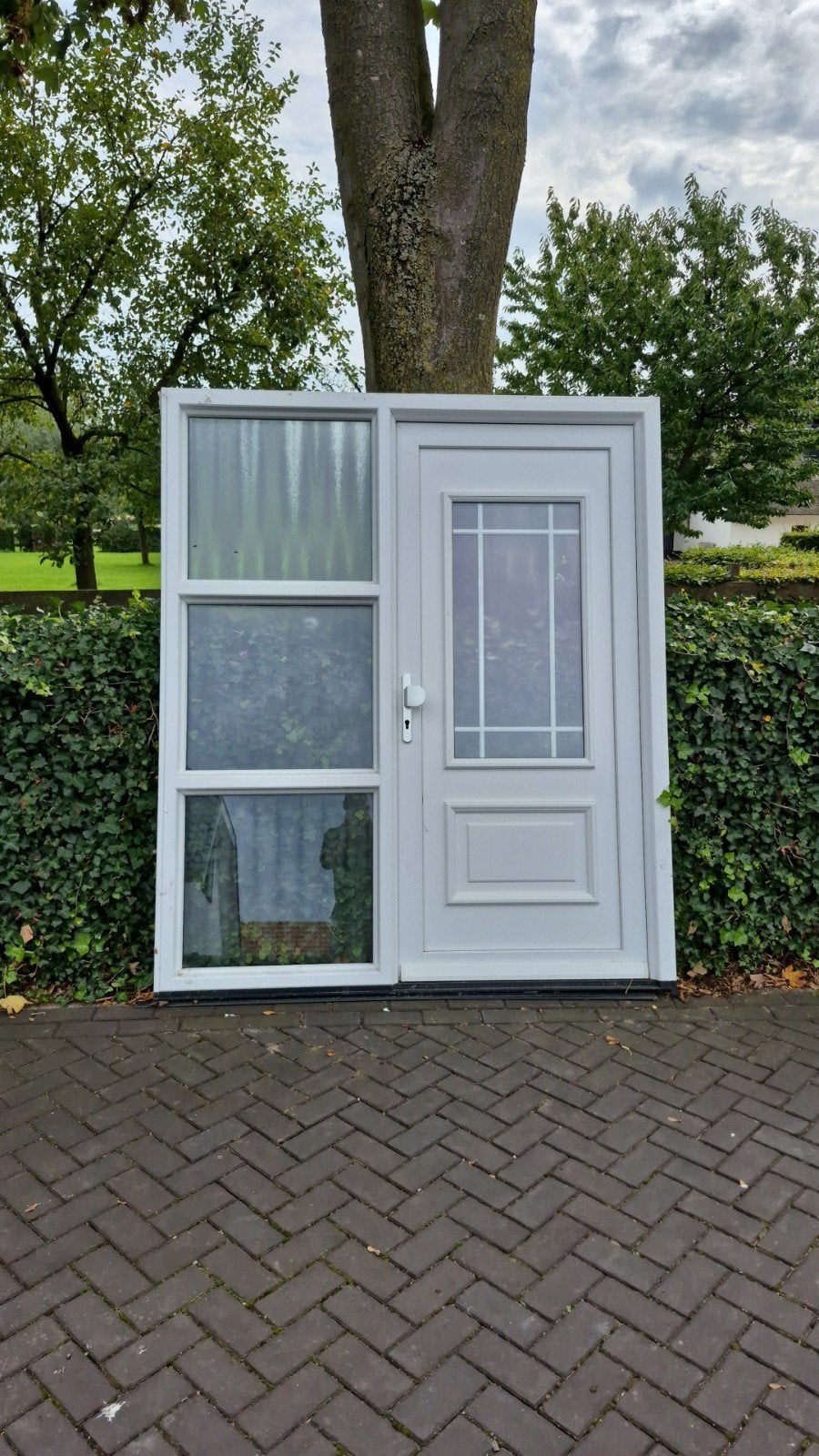 Witte voordeur met Zijpaneel - Zo goed als nieuw, 100 tot 120 cm, 215 cm of meer, Ophalen of Verzenden, Glas