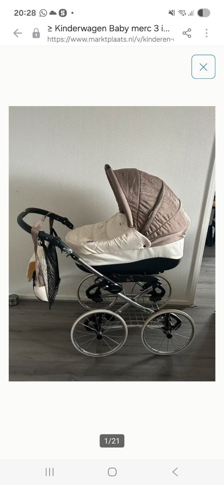 Kinderwagen Baby Merc 3 in 1 - Beige/Bruin, Overige merken, Gebruikt, Ophalen of Verzenden, Combiwagen