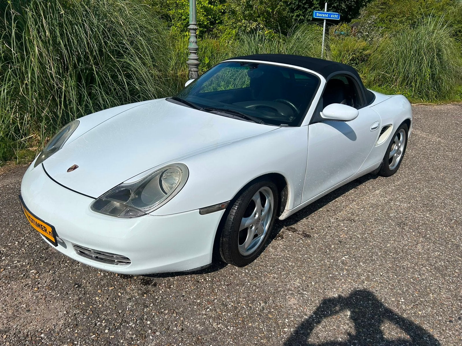 Porsche Boxster 1997 handbak 62dkm incl btw 15.700ex, Auto's, Porsche, Achterwielaandrijving, Zwart, Cabriolet, Wit