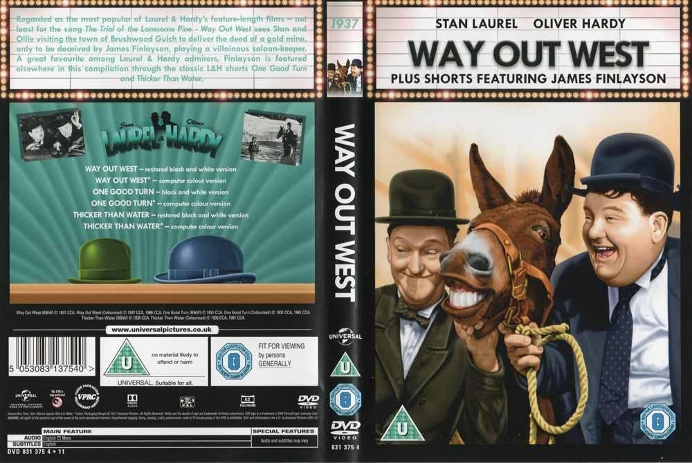 3 ingekleurde Laurel en Hardy films: Way out West, Cd's en Dvd's, Dvd's | Klassiekers, Zo goed als nieuw, Komedie, Alle leeftijden