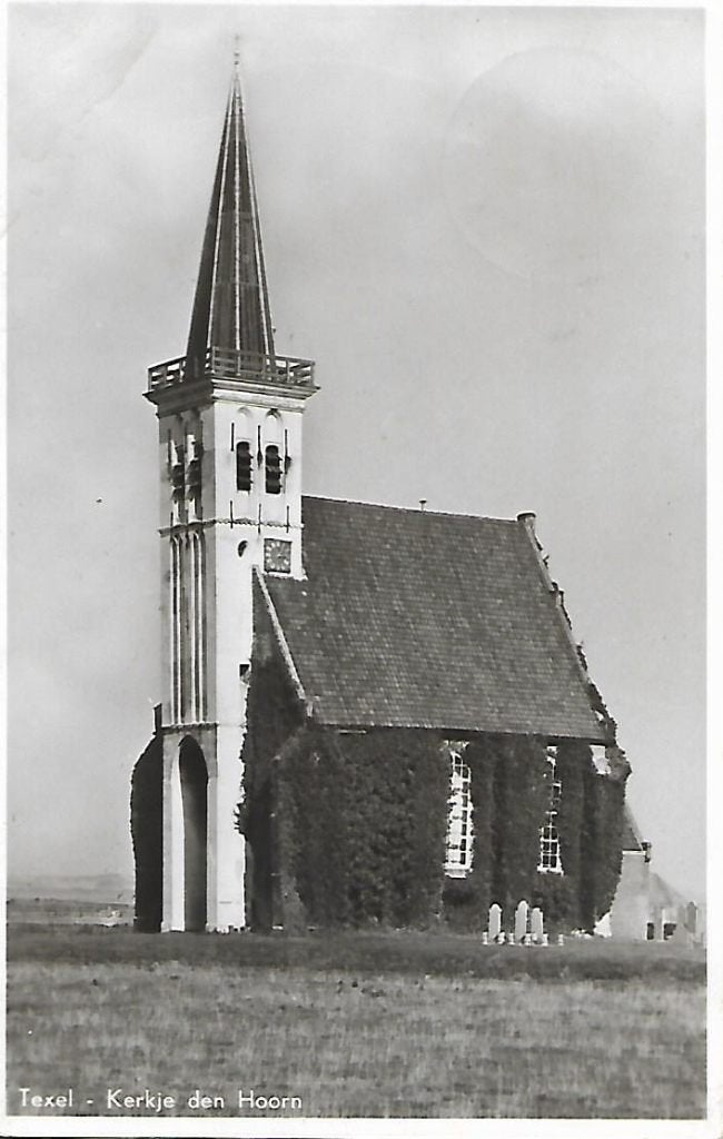Texel- -Kerkje Den Hoorn., Verzenden, 1940 tot 1960, Gelopen, Waddeneilanden