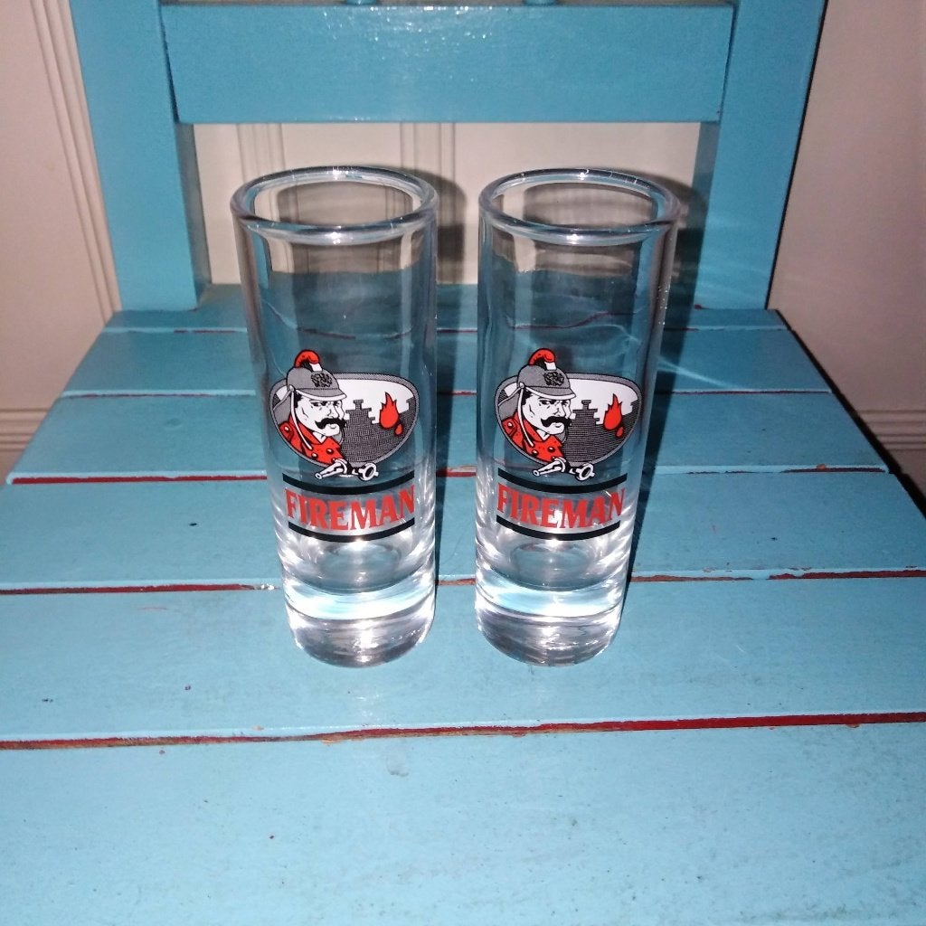 Fireman shotglaasjes 2 stuks, Verzamelen, Ophalen, Zo goed als nieuw, Borrel- of Shotglas