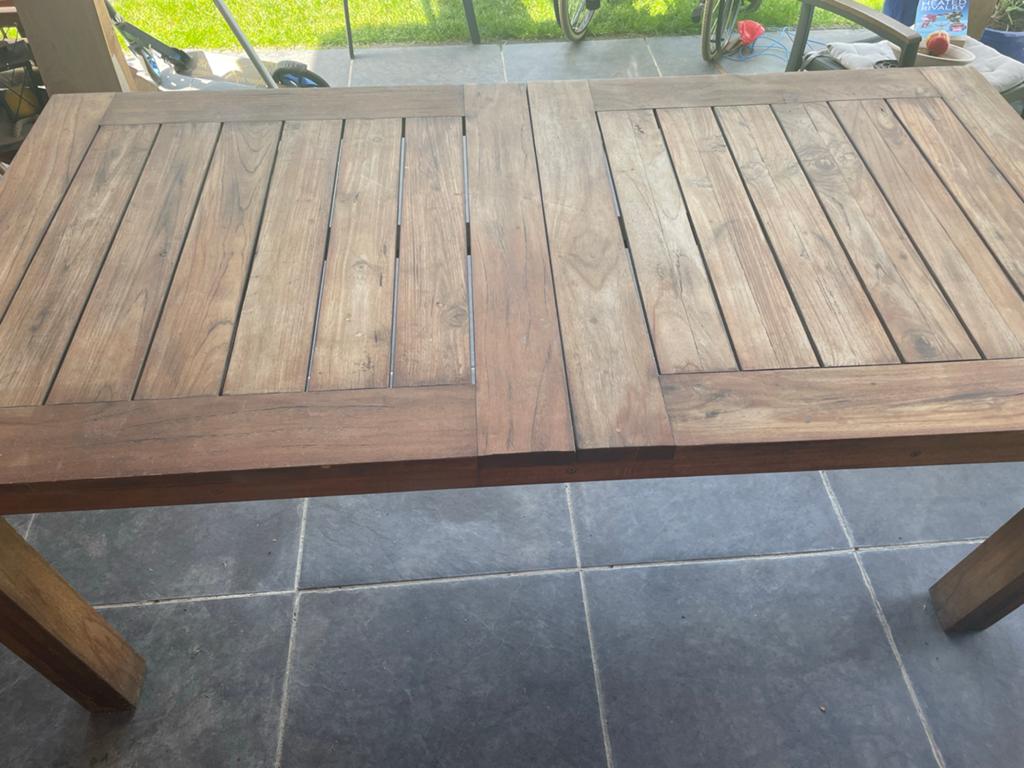 Robuuste Teakhouten Tuintafel - 180 bij 90, Ophalen, Gebruikt, Rechthoekig, Teakhout
