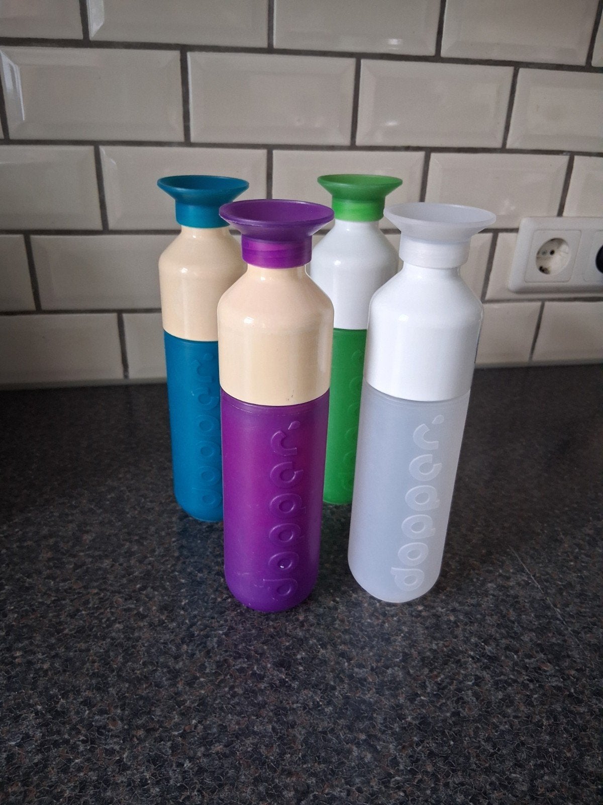 Dopper waterflessen - set van 3 in diverse kleuren, Kunststof, Ophalen of Verzenden, Meerkleurig, Overige merken