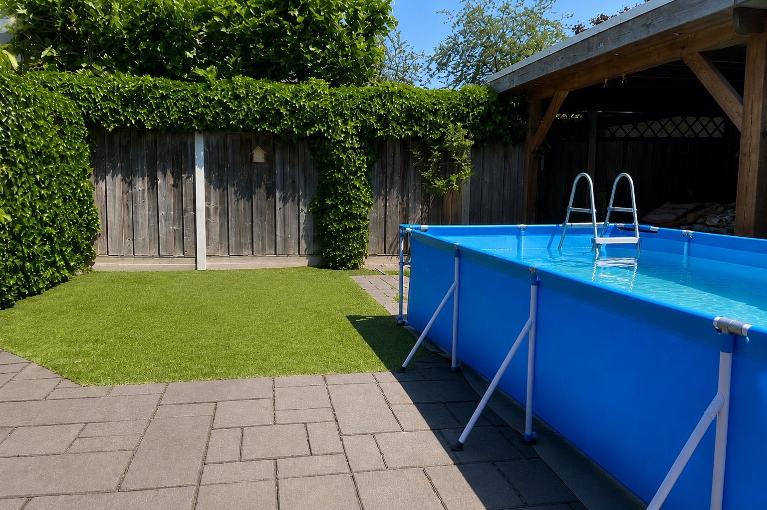 Bestway zwembad 4x2m met pomp, trap en schoonmaakset, Ophalen of Verzenden, Zo goed als nieuw