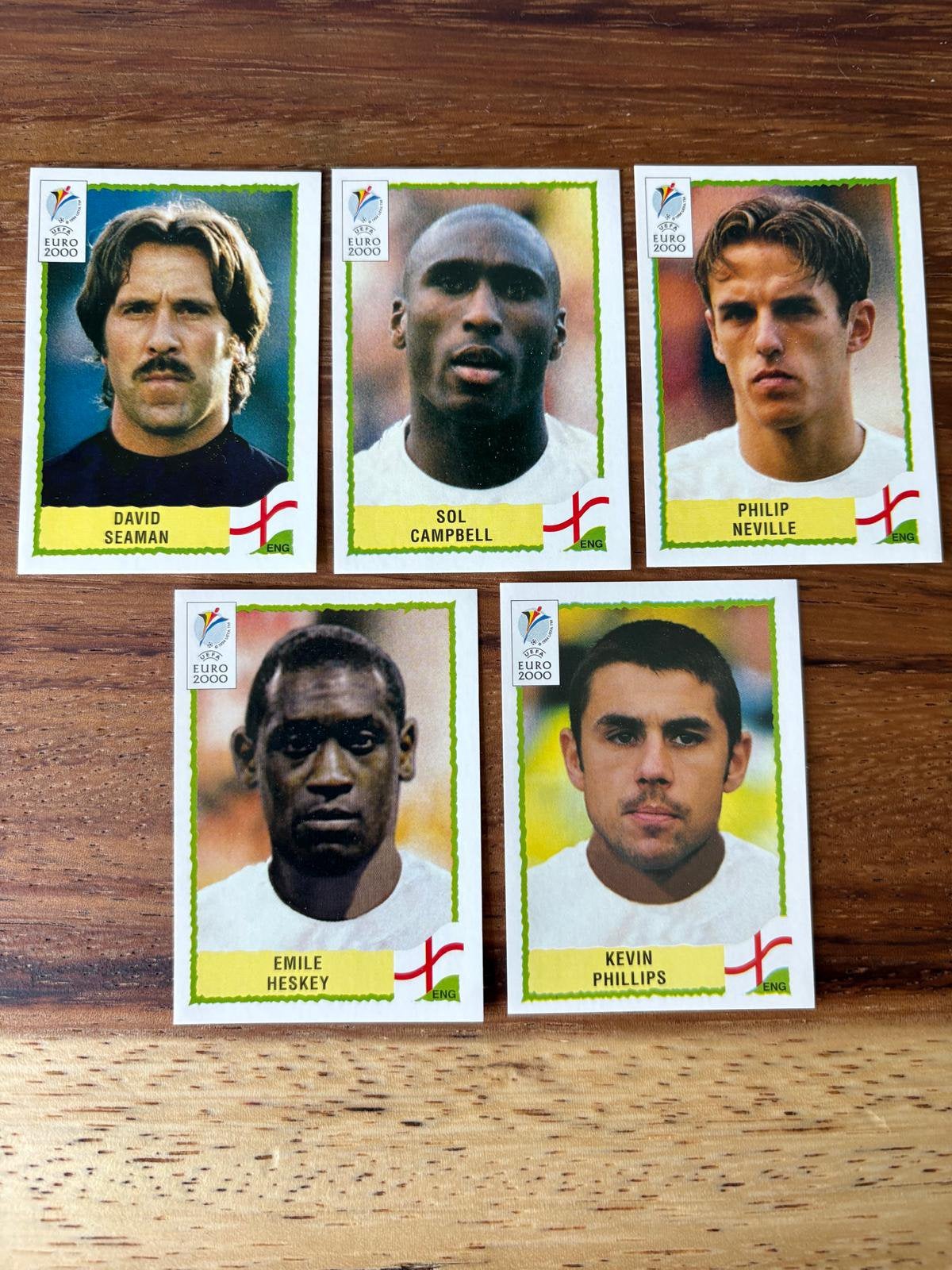 Panini Euro 2000 Engeland Voetbalplaatjes - 5 Stuks, Ophalen of Verzenden, Zo goed als nieuw, Meerdere plaatjes
