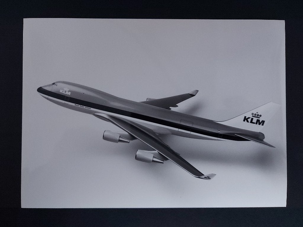 Foto van een model van de KLM Boeing 747 (F950), Ophalen of Verzenden, Zo goed als nieuw, Kaart, Foto of Prent