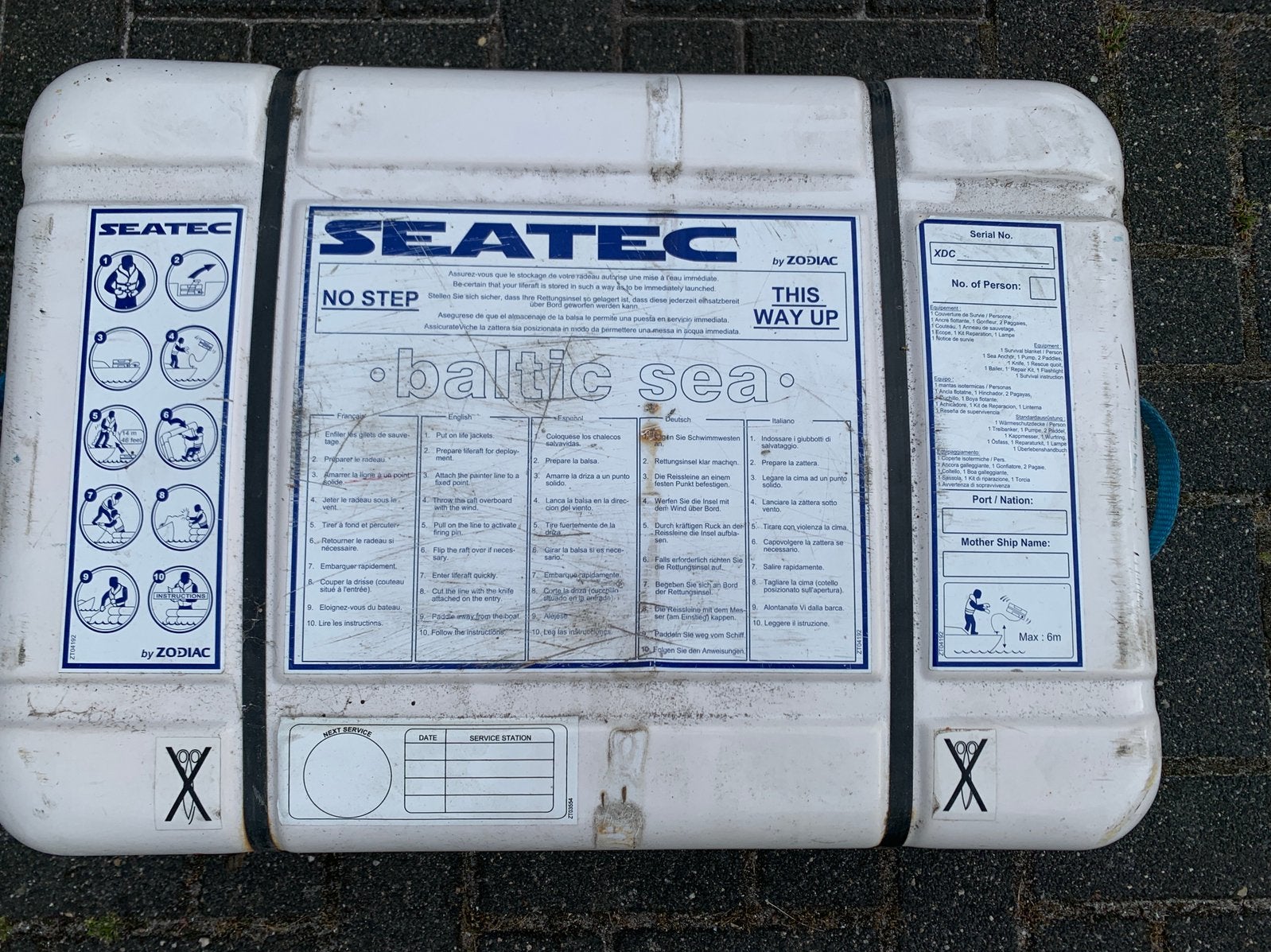 Zodiac Seatec reddingsvlot in container., Ophalen, Gebruikt, Overige typen