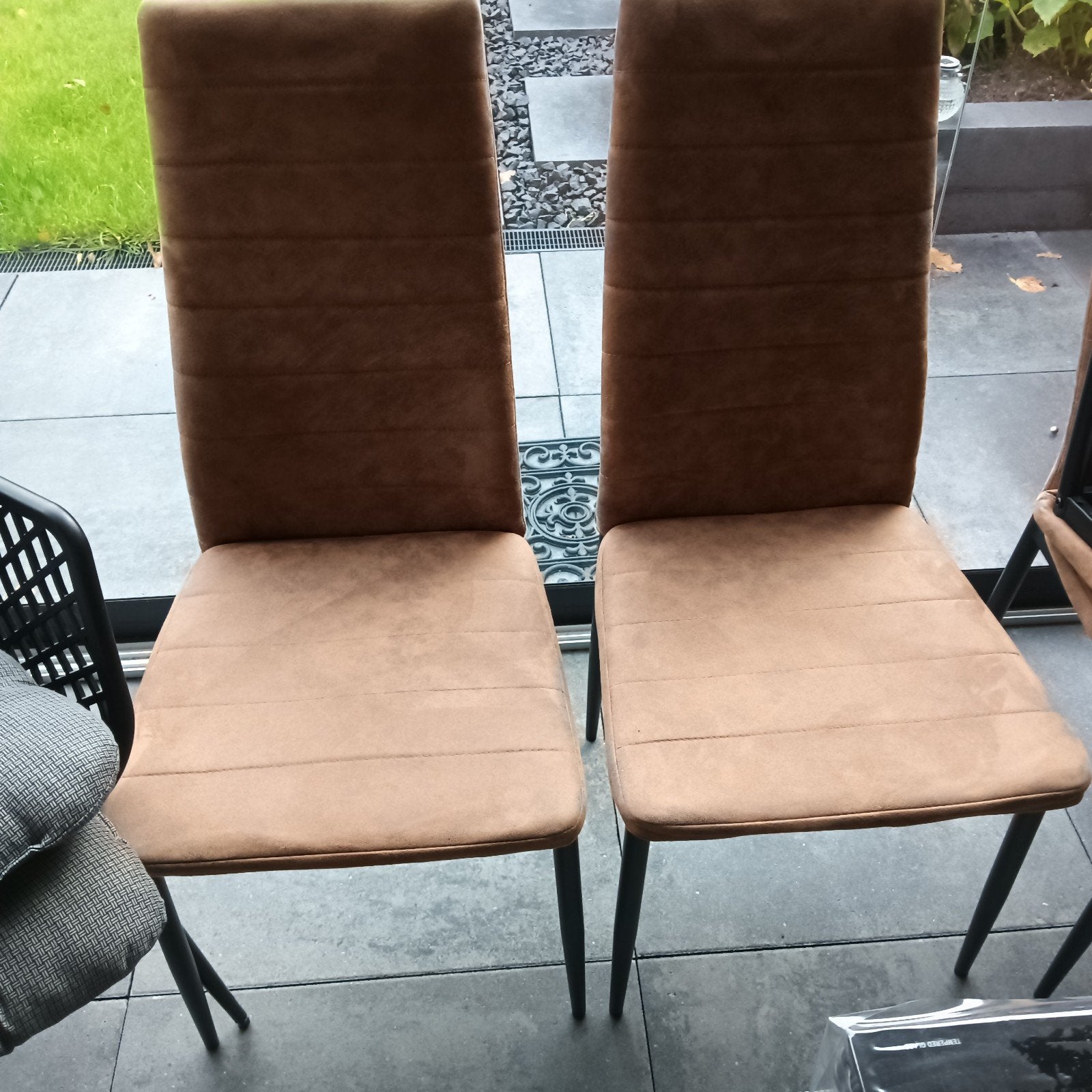 4 eetkamerstoelen cognac, Ophalen of Verzenden, Bruin, Stof, Vier