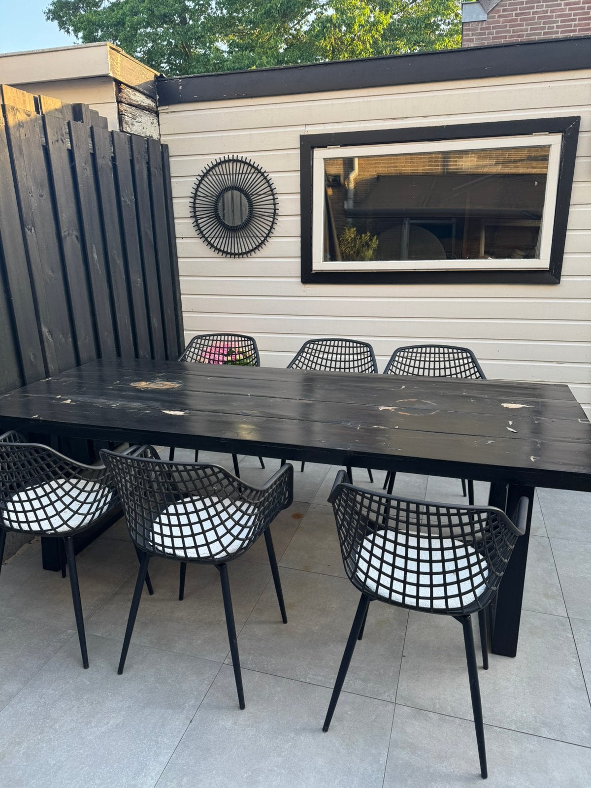 Tuintafel, Tuin en Terras, Tuinsets en Loungesets, Gebruikt, Hout, 6 zitplaatsen, Eettafel, Ophalen