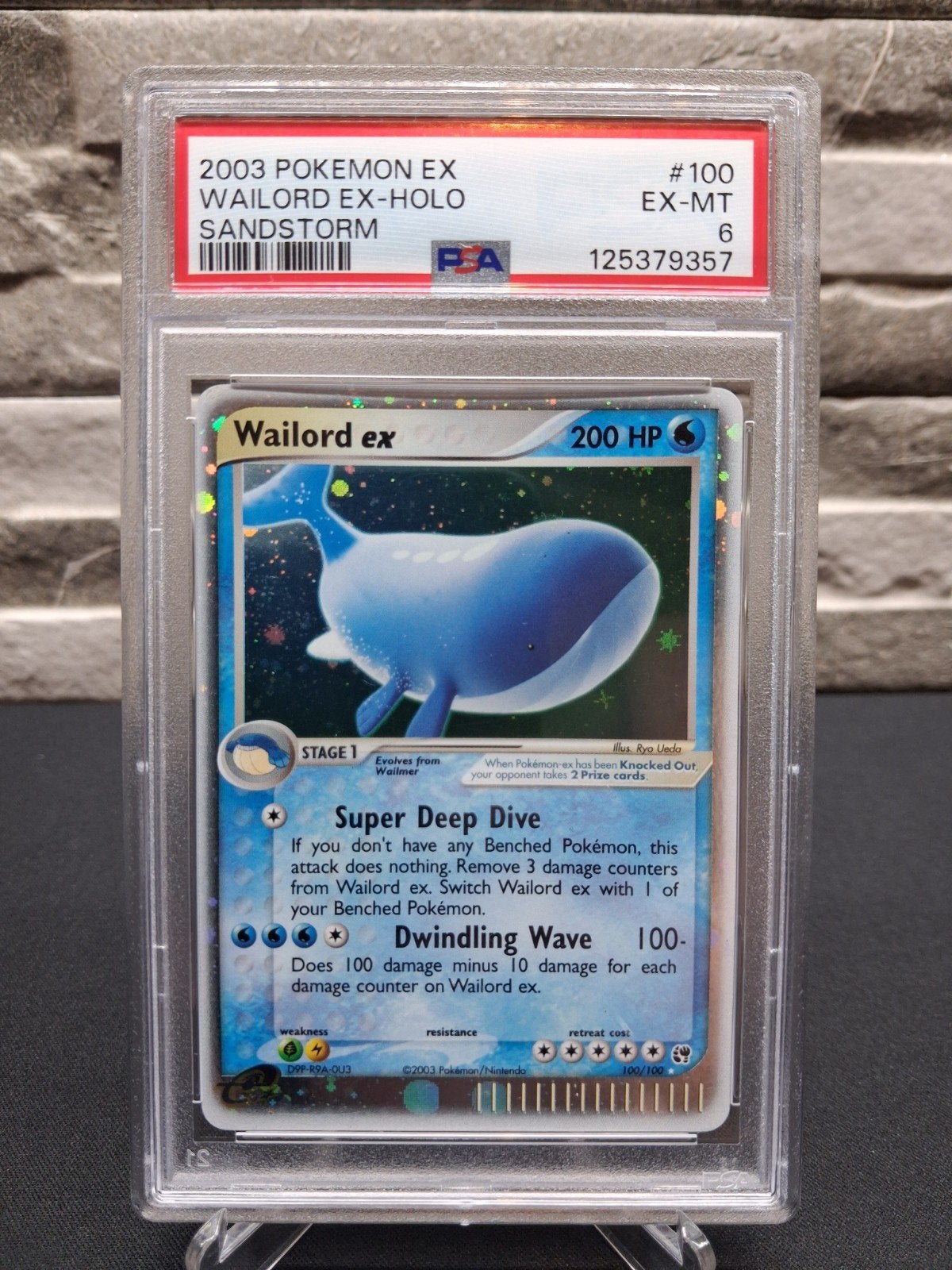 2003 Pokémon Wailord ex-Holo Sandstorm PSA 6 EX-MT, Ophalen of Verzenden, Zo goed als nieuw