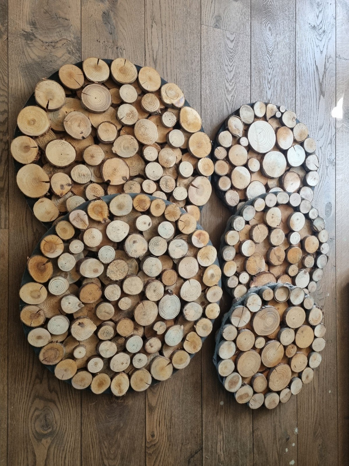 Houten decoratie schijven (5 stuks) - Tuincentrum aankoop, Ophalen