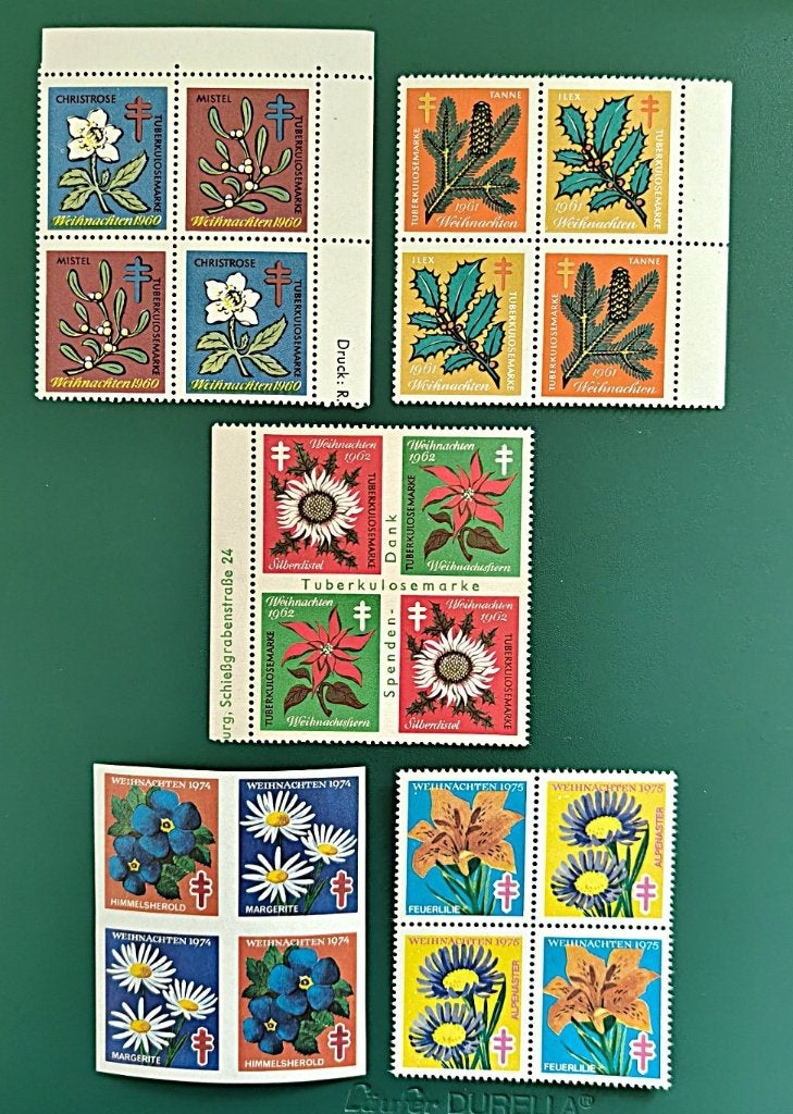 Duitsland : TBC sluitzegels 5x blokken 1960-1975 postfris, Verzenden, Overige thema's