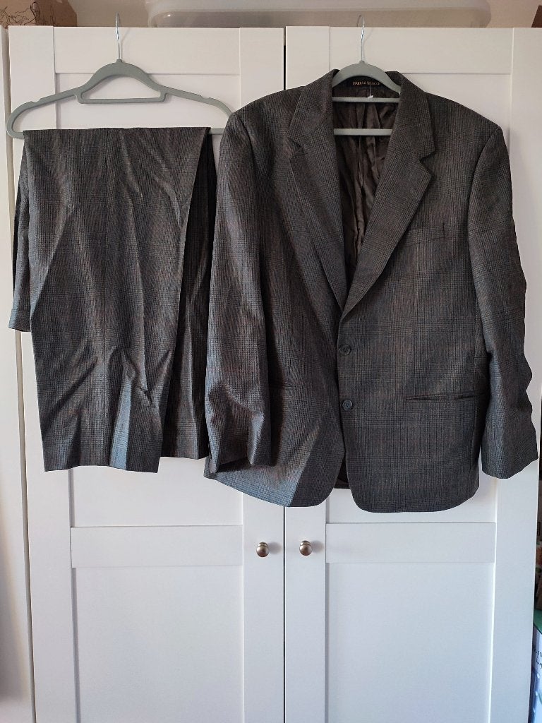 Marks & Spencer 100% Wol Pak Bruin/Grijs met Rood Streepje, Kleding | Heren, Meerkleurig, Ophalen of Verzenden, Zo goed als nieuw
