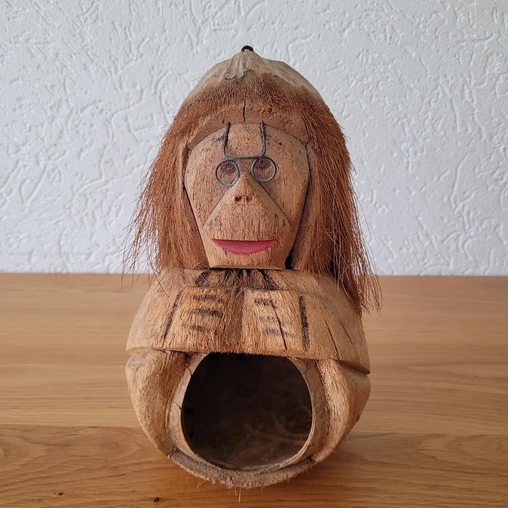 Vogelvoerderhuisje kokosnoot aap, Ophalen of Verzenden, Zo goed als nieuw