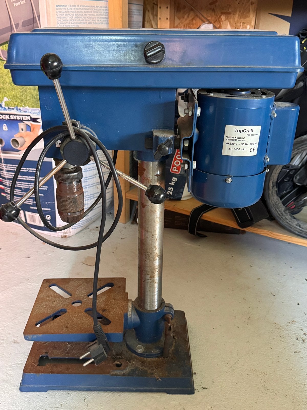 Kolomboor Topcraft. Blauw type TBD-500, Doe-het-zelf en Verbouw, Gereedschap | Boormachines, Ophalen, Gebruikt, 400 tot 600 watt