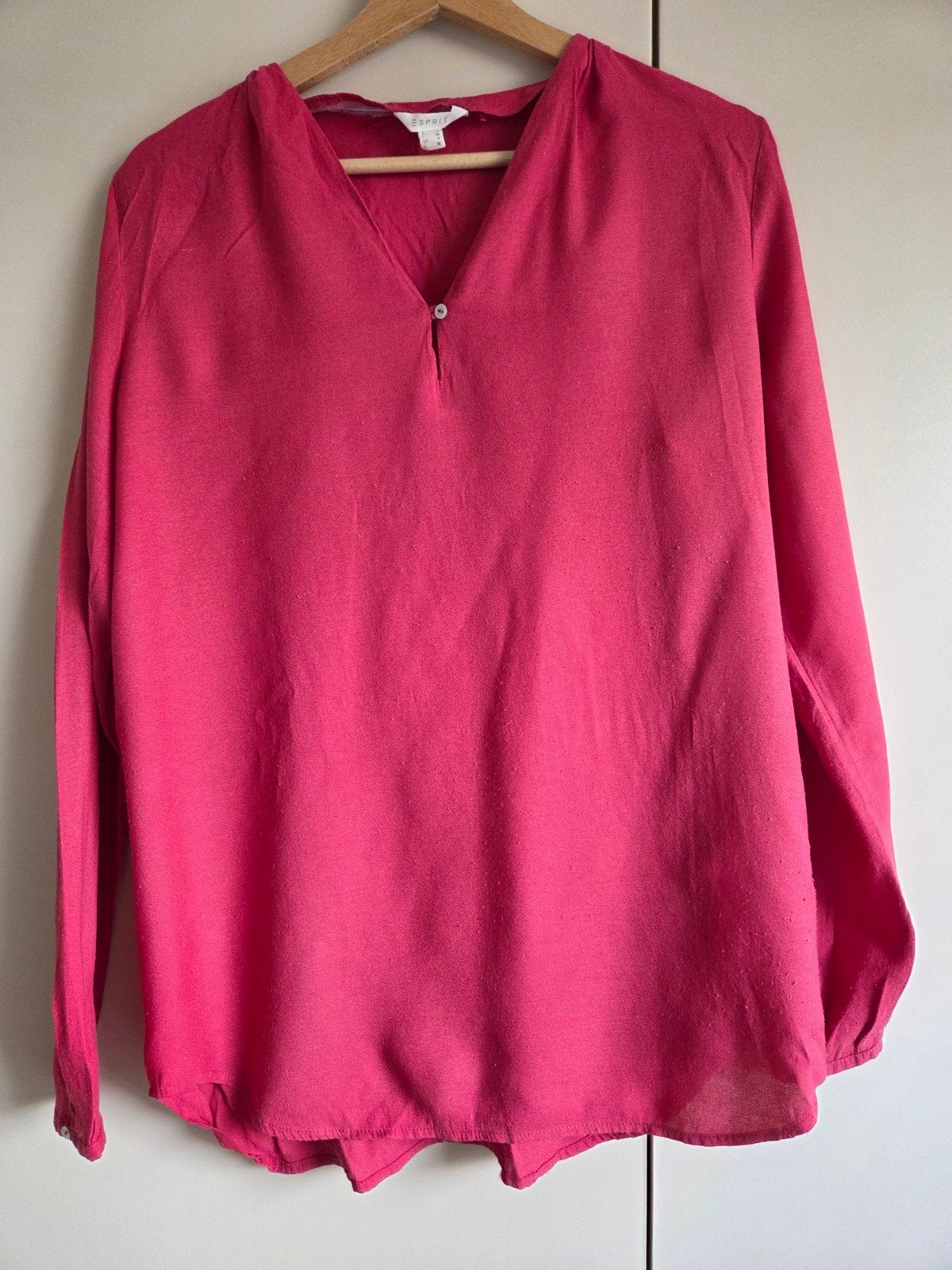 Esprit fuchsia blouse met lange mouwen, maat S, Kleding | Dames, Ophalen of Verzenden, Zo goed als nieuw, Roze, Maat 36 (S)