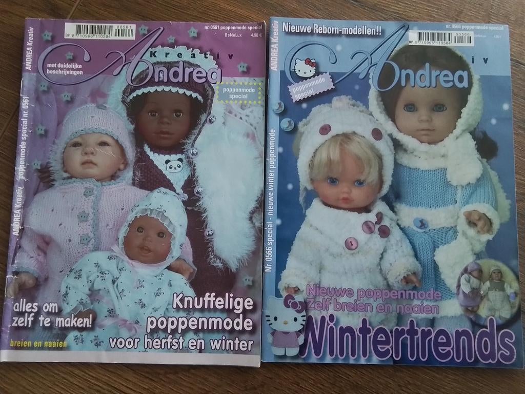 2 Andrea poppenkleertjes, Hobby en Vrije tijd, Ophalen of Verzenden, Zo goed als nieuw, Breien of Haken, Patroon of Boek
