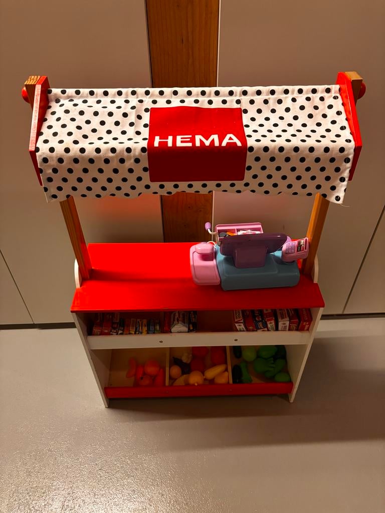 Speelgoedwinkeltje HEMA met kassa en accessoires, Kinderen en Baby's, Ophalen, Gebruikt, Jongen of Meisje