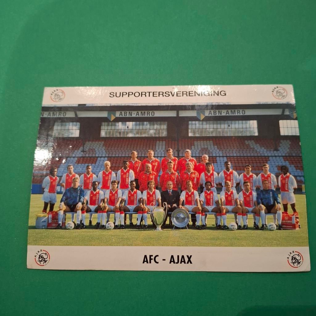 Ajax teamfoto seizoen '95-'96 met handtekeningen, Verzamelen, Sportartikelen en Voetbal, Ophalen of Verzenden