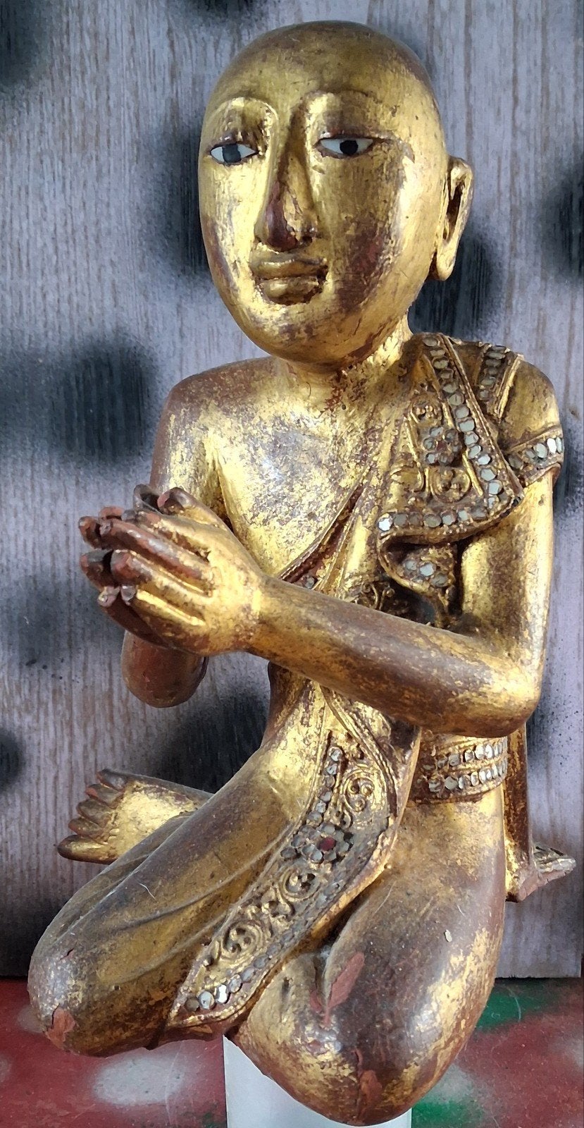 Birmese monnik. Verguld. 26 cm. * Zie tekst., Goud, Handgemaakt, 26 cm, Indonesië