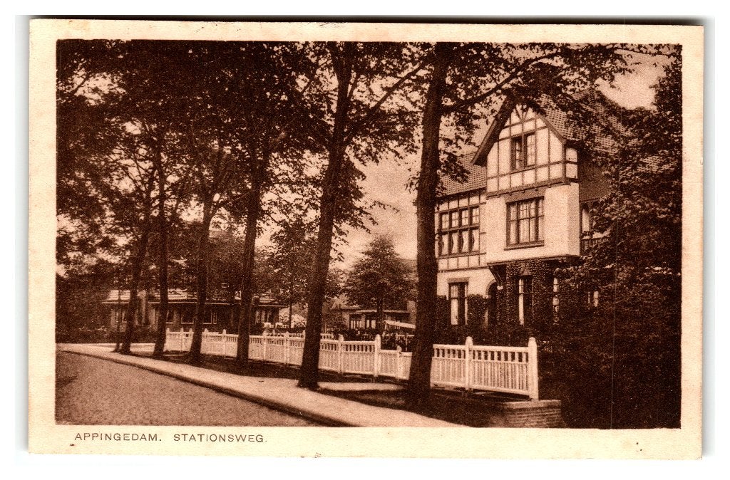 Appingedam, Stationsweg, Verzamelen, Ansichtkaarten | Nederland, Gelopen, Groningen, 1920 tot 1940, Verzenden