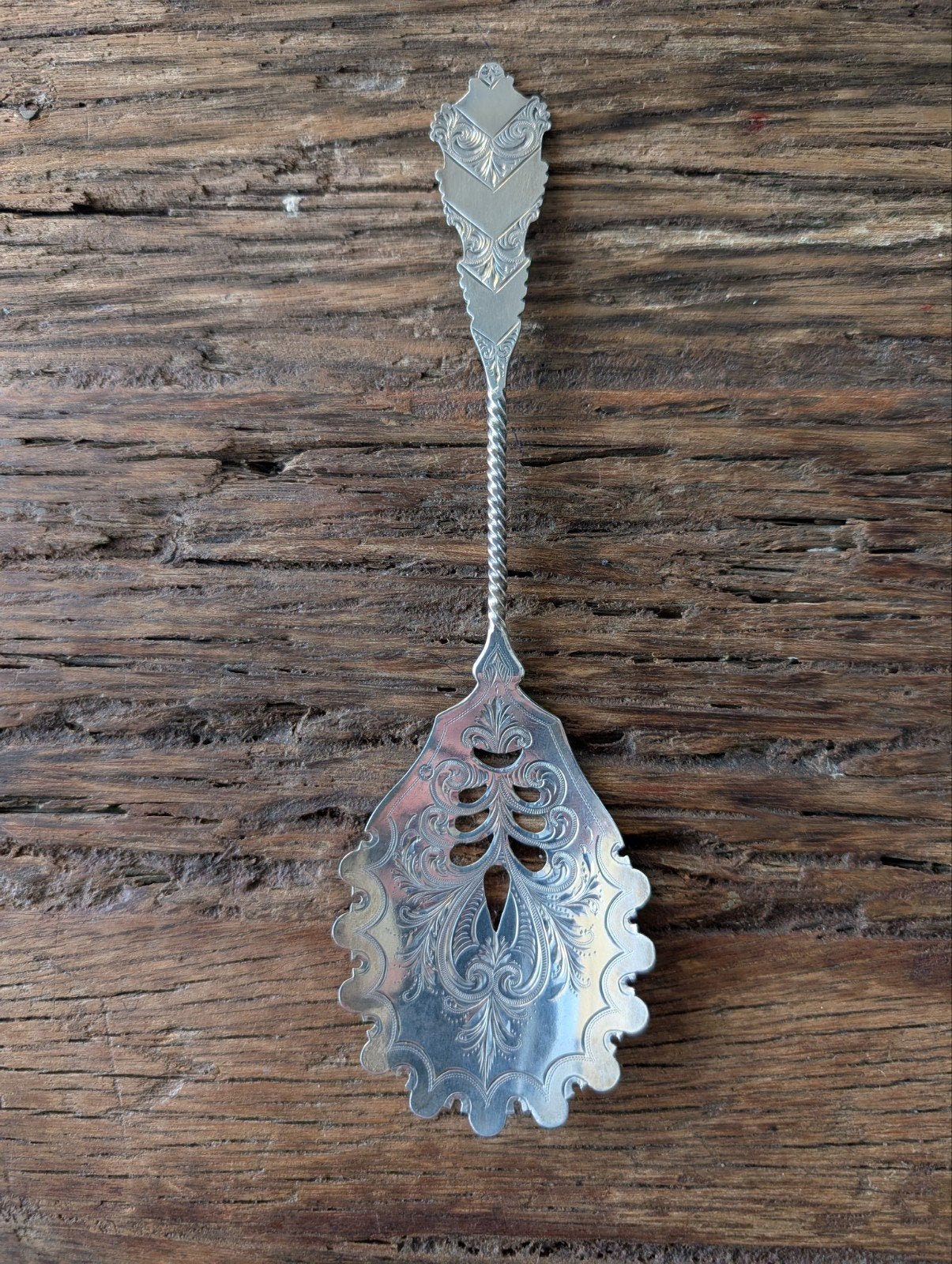 Antieke zilveren natte fruit lepel, Schoonhoven 1895, Ophalen of Verzenden
